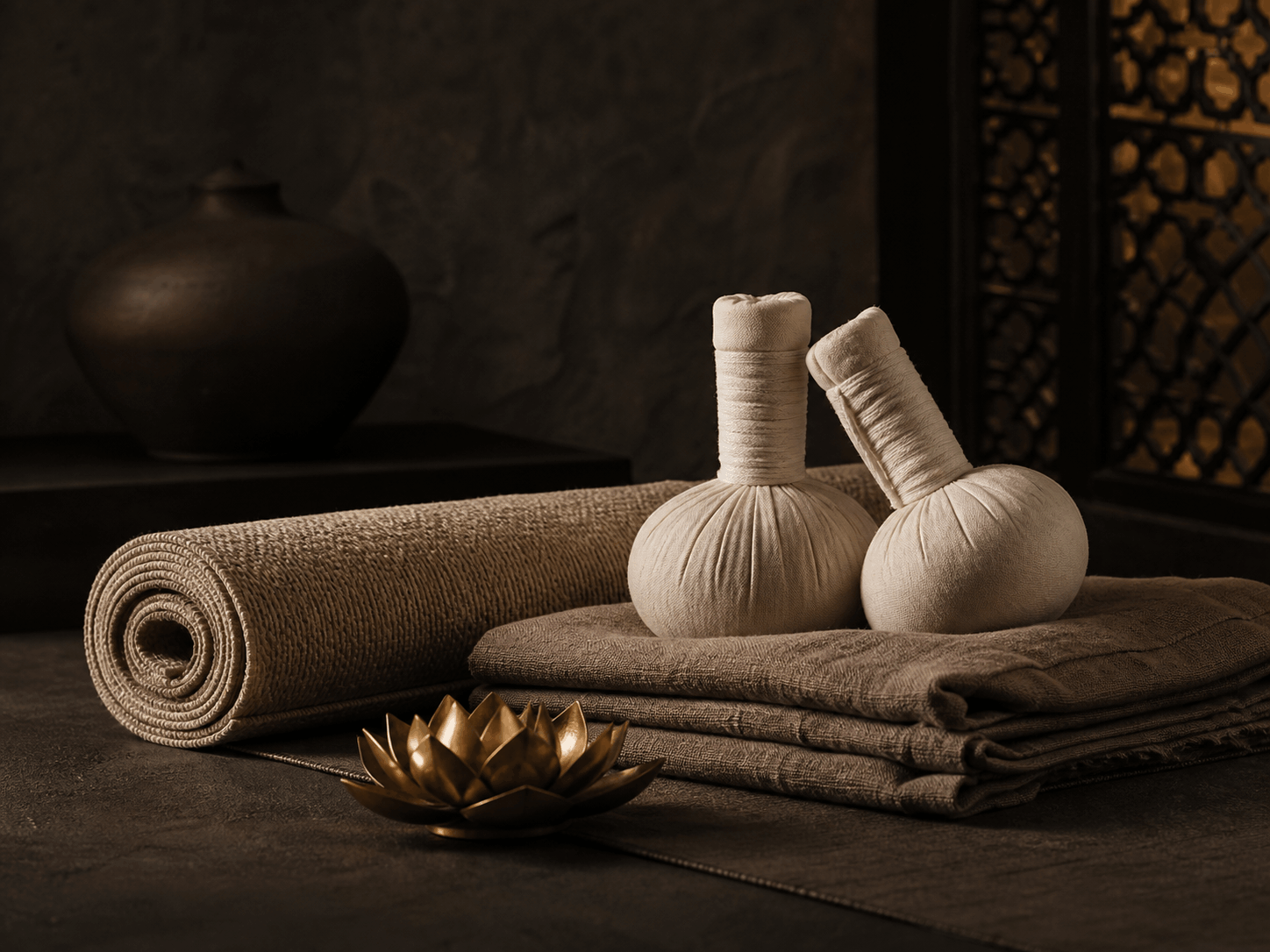 Traditionella örtkuddar och massagematta